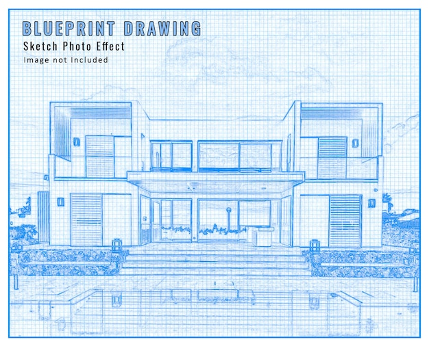 PSD plan d'architecture croquis dessin maquette d'effet photo