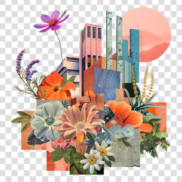 PSD png blumencollage gebäudecollage musterblume