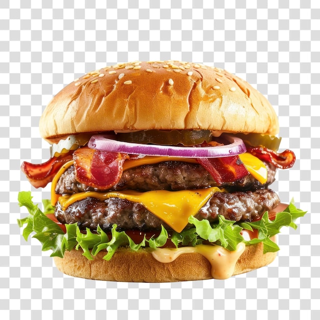 PNG Cheeseburger duplo suculento com bacon