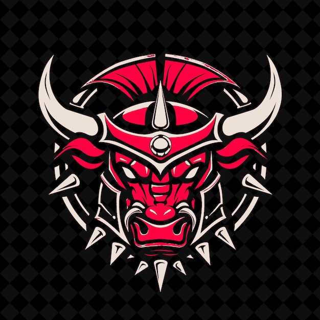 PSD png enraged charging bull head com capacete romano com espinhos e shie animal mascot outline collections