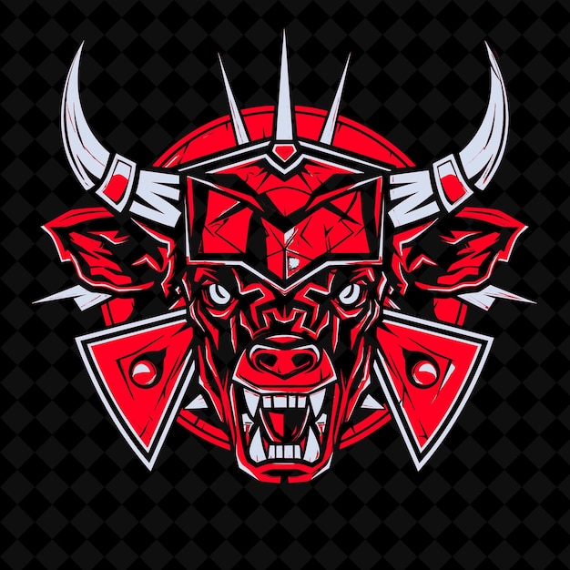 PSD png enraged charging bull head com capacete romano com espinhos e shie animal mascot outline collections