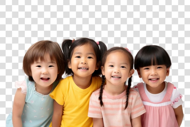 PSD png felici bambini asiatici famiglia sorriso bambino