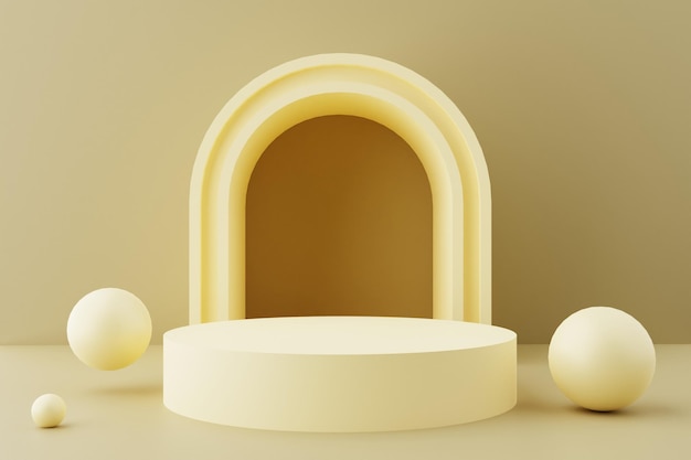 Podium d'affichage 3D en crème avec boule pour la scène de présentation du produit