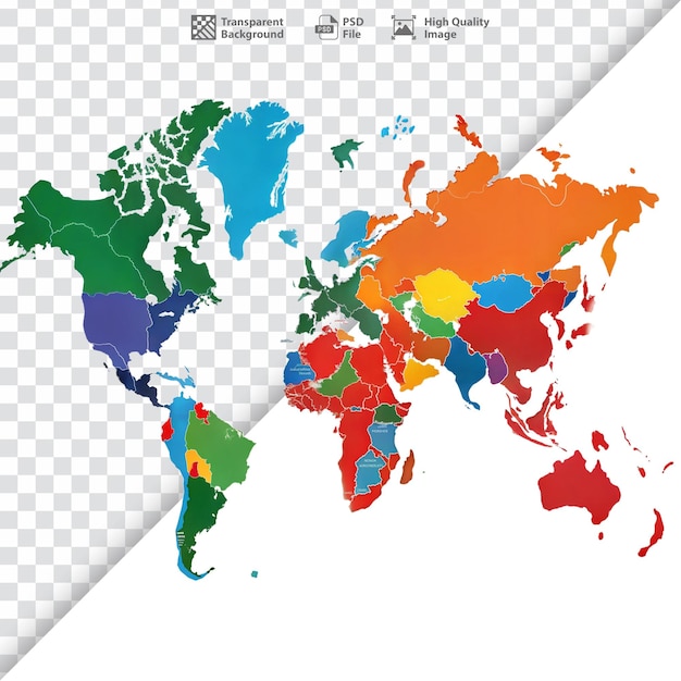 PSD politische weltkarte mit ländern in verschiedenen farben, die die grenzen hervorheben