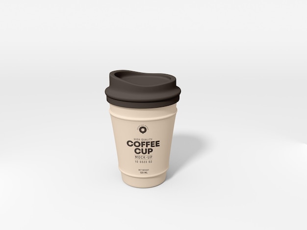 Porta via la tazza da caffè con coperchio in plastica con supporto Mockup