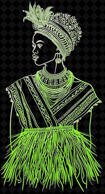 PSD portrait d'une femme zoulou portant une coiffure traditionnelle à perles un design de couleurs vives png collections