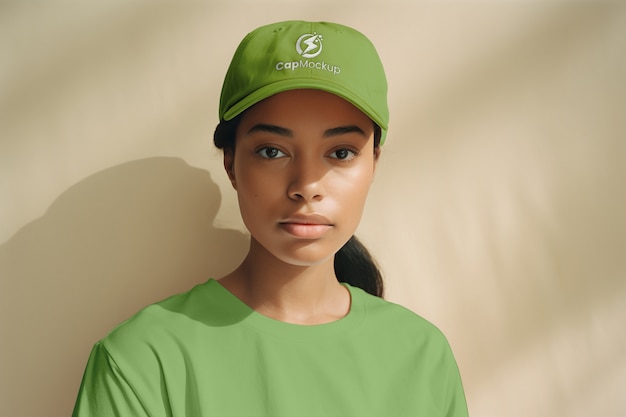 PSD portrait de personne avec un modèle de logo de casque