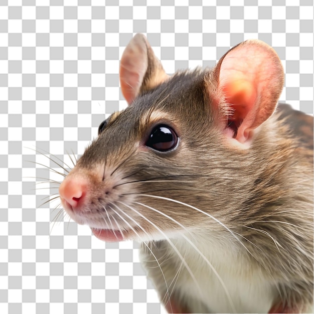 PSD portrait de rat isolé sur un fond transparent