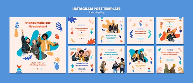 PSD post di instagram per la celebrazione della giornata dell'amicizia