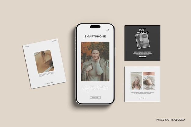 PSD un post sur instagram avec une maquette de smartphone pro max
