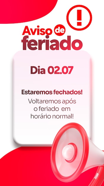 PSD post psd para aviso de feriado