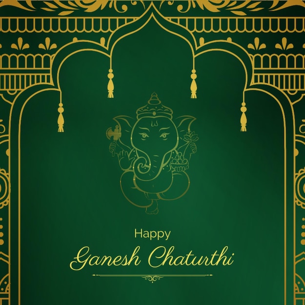 Post su Instagram di Ganesh Chaturthi tradizionale dorato e verde