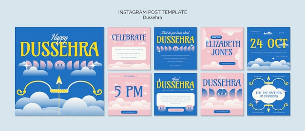 PSD post su instagram per la celebrazione di dussehra