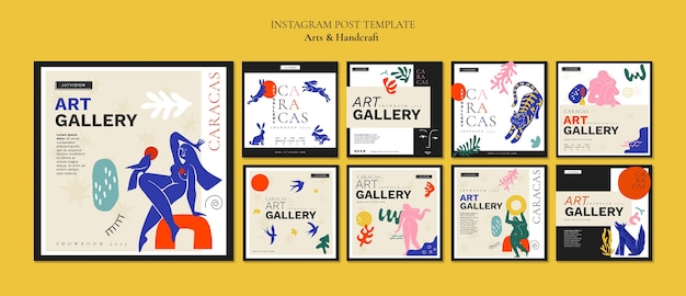 PSD postagens de instagram de artes de design plano e artesanato