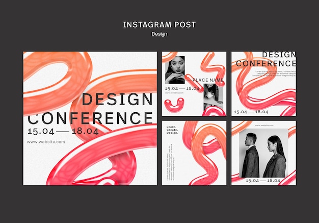 Postagens do instagram da conferência de design