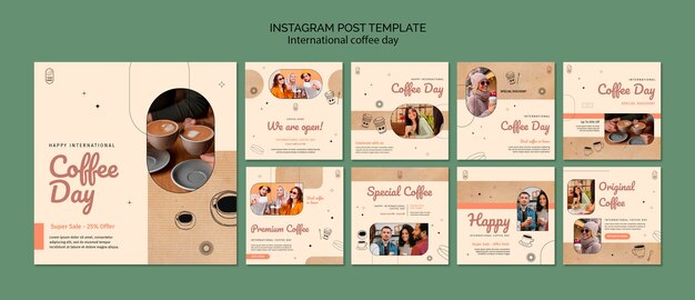 PSD postagens do instagram do dia internacional do café