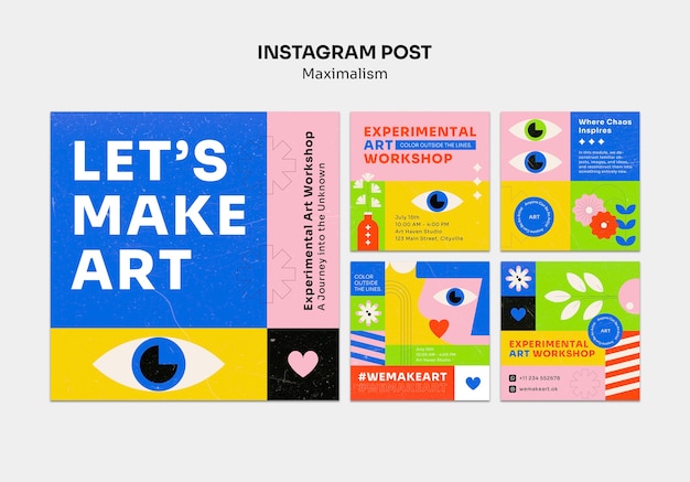 PSD postagens do instagram estilo maximalismo