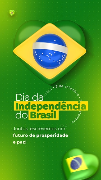 PSD postar mídia social dia da independência brasil em 3d renderização em português