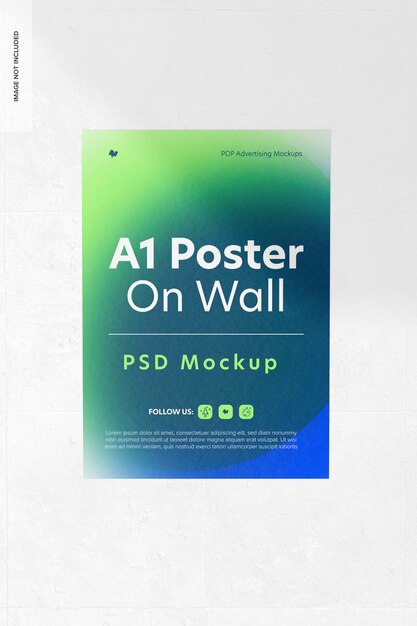 PSD poster a1 su mockup a parete