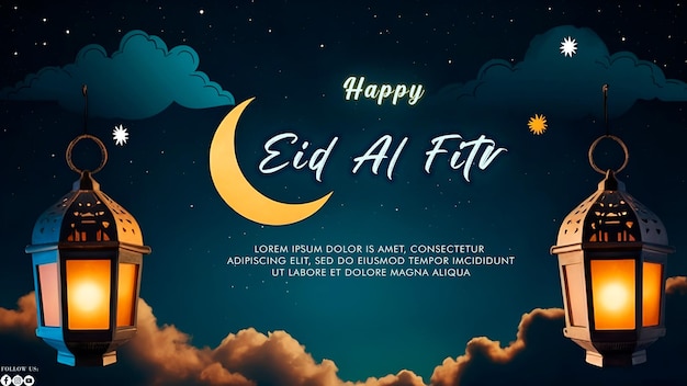 Poster de Feliz Eid Alfitr com um fundo