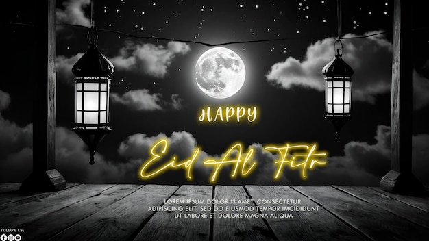 Poster de Feliz Eid Alfitr com um fundo