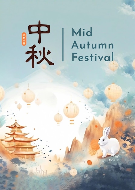 PSD poster-design für das happy mid autumn festival social media post für chinesische feiertage