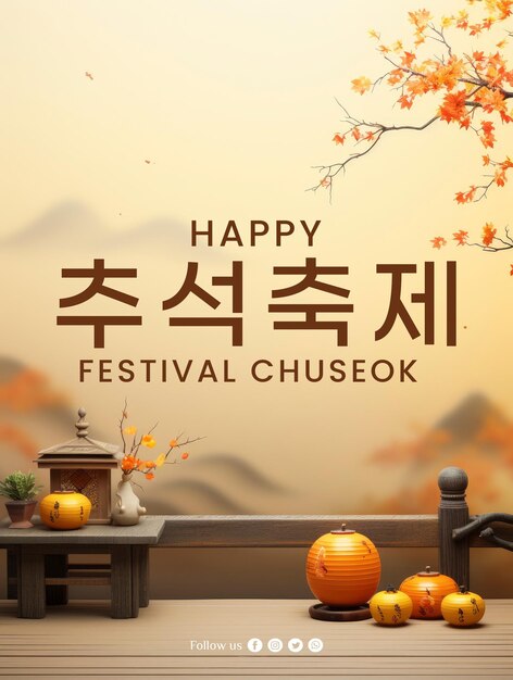 PSD poster für das chuseok-festival in den sozialen medien