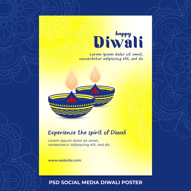 PSD poster in formato a4 dei social media psd diwali