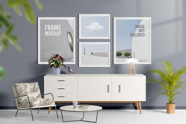 Poster oder Rahmen im Wohnzimmer Mockup