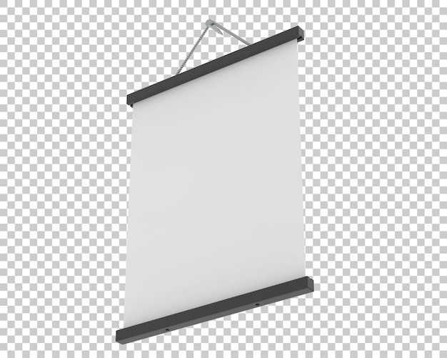 Pôster pendurado na ilustração de renderização 3d de fundo transparente