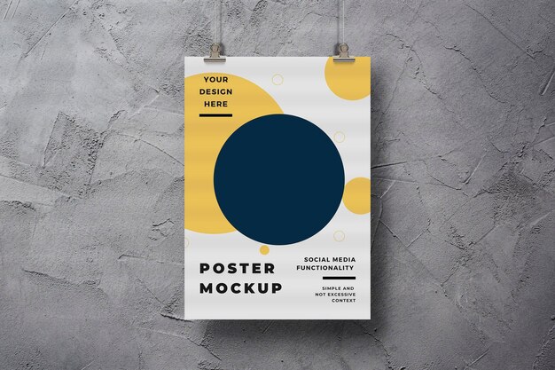 PSD poster realistico mockup appeso a parete texture di sfondo