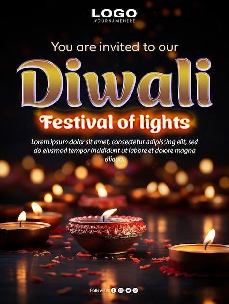 PSD poster sui social media sul festival di diwali