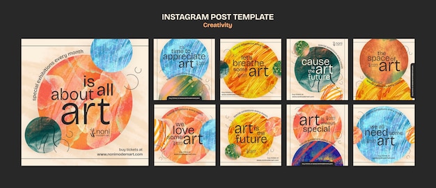 PSD posts de arte espacial em aquarela no instagram