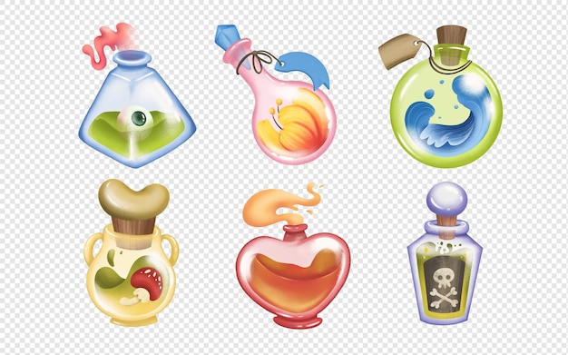 PSD potion magique, pot sort, halloween, cliparts