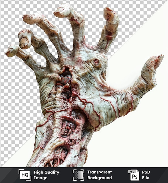 PSD prêmio de mão de zumbi isolado em fundo transparente