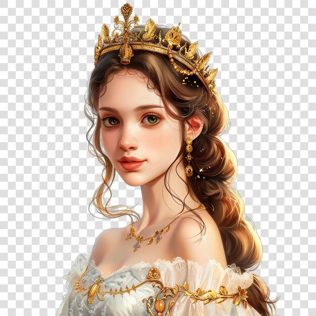 PSD princesa com coroa de ouro fantasia medieval