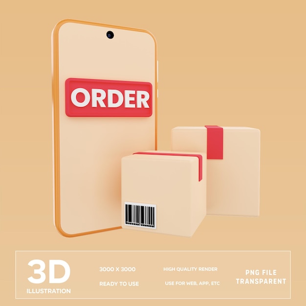 PSD processamento de encomendas psd ilustração 3d