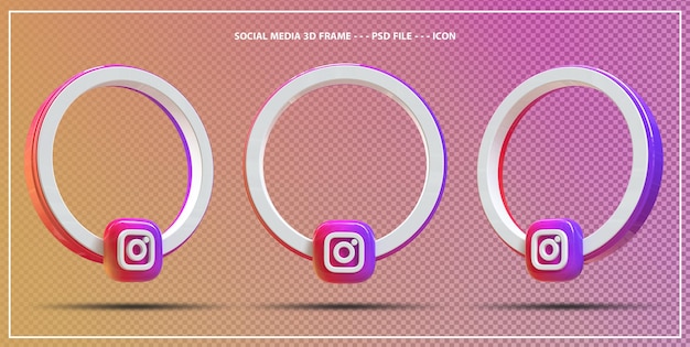 PSD profil d'icône de bannière sur l'élément de rendu 3d instagram