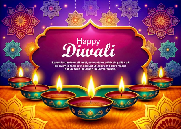 PSD progettazione del modello di happy diwali celebration