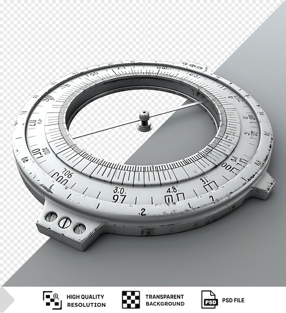 PSD un protracteur métallique d'époque isolé sur un fond transparent