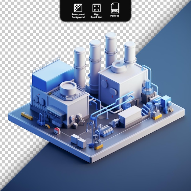 PSD psd 3d-modell isometrisch isolierte fabrik auf durchsichtigem hintergrund