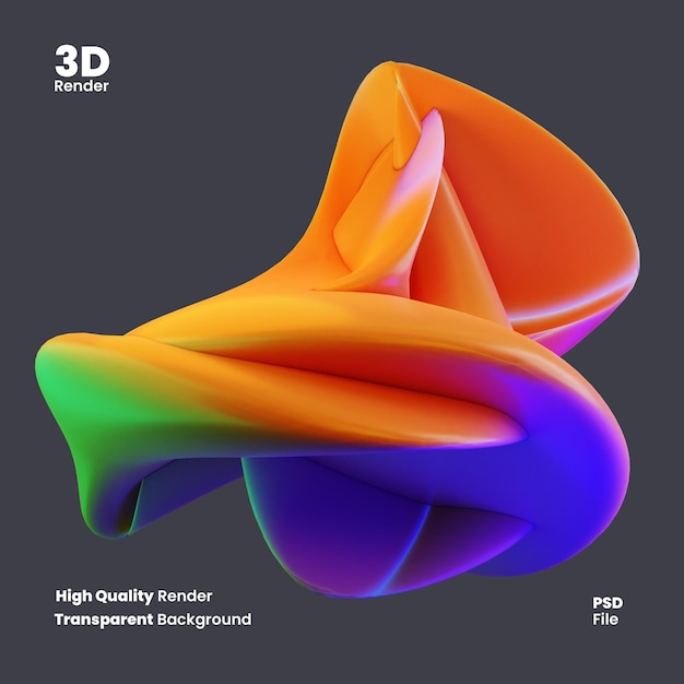 PSD psd 3d rende la forma olografica astratta