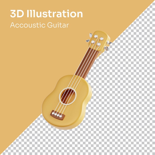 PSD psd 3d render illustrazione dell'icona della chitarra acustica