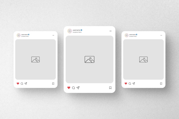 PSD psd alinhado imagem em branco pop up instagram post ui mockup template design