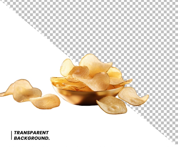 PSD Chips de batata isolados com arestas