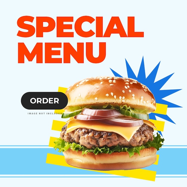 PSD psd delicious burger menu spécial design de restaurant de restauration rapide pour les médias sociaux et instagram