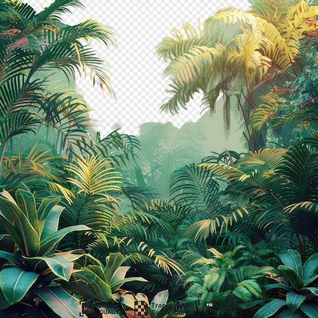 PSD psd dschungel-hintergrund wald-natur-szene futuristische generative ai keine gradienten keine gladienten keine gradiente keine gradientes keine gradients keine gradient png psd