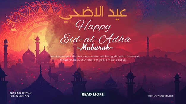 PSD Eid al adha mubarak festival islamico modello di social media