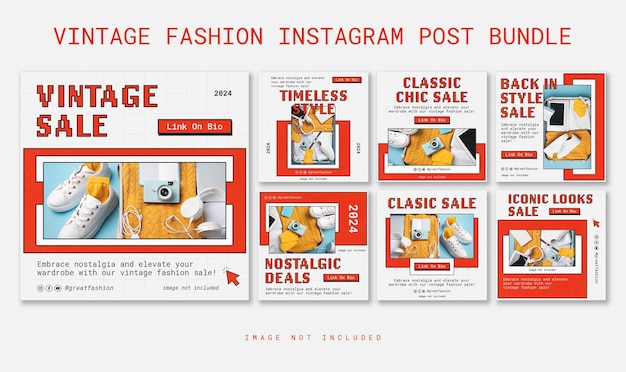 PSD psd fashion sale collection bundle design per i social media e il modello di post di instagram