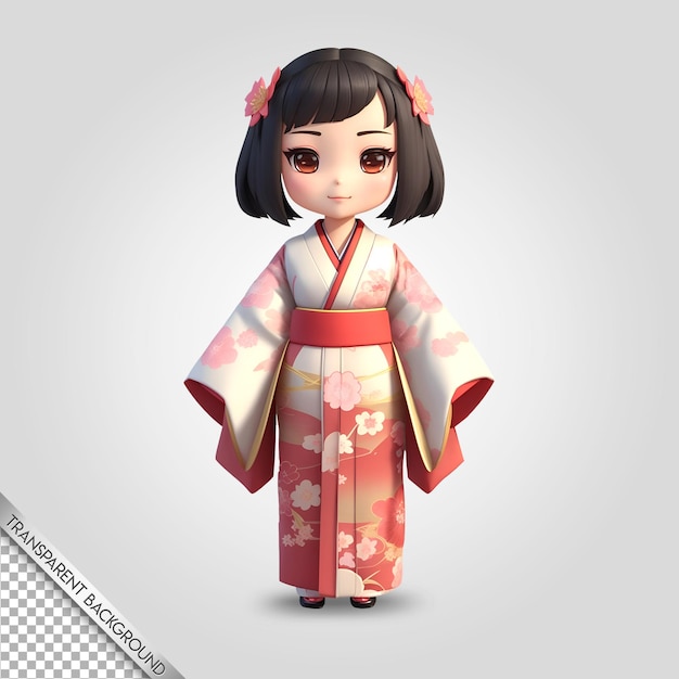 PSD Fille portant un kimono fond transparent